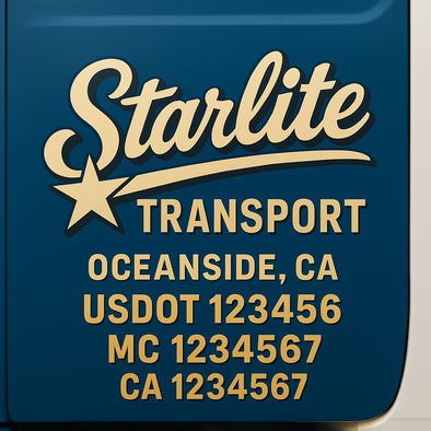 Custom Designed USDOT (DOT) Truck Door Lettering Decal Signs | Graphic Designed USDOT Lettering For Semi-Trucks, Work Trucks & Box Trucks | Add Your Trucking Name, USDOT, MC, CA, KYU, GVW & VIN (2-Pack)