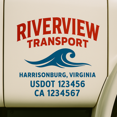 Custom Designed USDOT (DOT) Truck Door Lettering Decal Signs | Graphic Designed USDOT Lettering For Semi-Trucks, Work Trucks & Box Trucks | Add Your Trucking Name, USDOT, MC, CA, KYU, GVW & VIN (2-Pack)