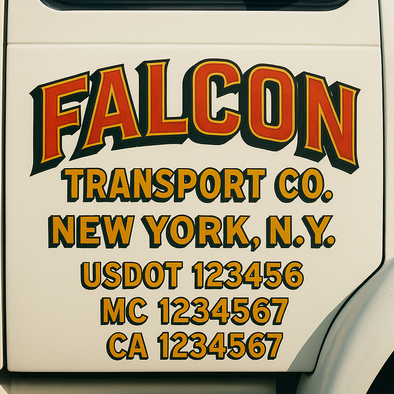 Custom Designed USDOT (DOT) Truck Door Lettering Decal Signs | Graphic Designed USDOT Lettering For Semi-Trucks, Work Trucks & Box Trucks | Add Your Trucking Name, USDOT, MC, CA, KYU, GVW & VIN (2-Pack)