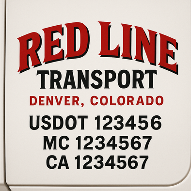 Custom Designed USDOT (DOT) Truck Door Lettering Decal Signs | Graphic Designed USDOT Lettering For Semi-Trucks, Work Trucks & Box Trucks | Add Your Trucking Name, USDOT, MC, CA, KYU, GVW & VIN (2-Pack)