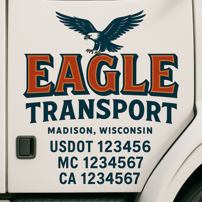 Custom Designed USDOT (DOT) Truck Door Lettering Decal Signs | Graphic Designed USDOT Lettering For Semi-Trucks, Work Trucks & Box Trucks | Add Your Trucking Name, USDOT, MC, CA, KYU, GVW & VIN (2-Pack)