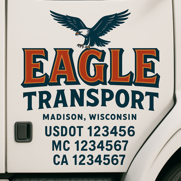 Custom Designed USDOT (DOT) Truck Door Lettering Decal Signs | Graphic Designed USDOT Lettering For Semi-Trucks, Work Trucks & Box Trucks | Add Your Trucking Name, USDOT, MC, CA, KYU, GVW & VIN (2-Pack)