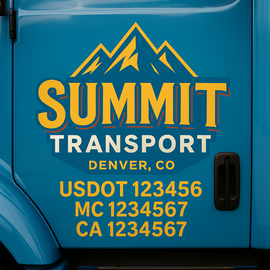 Custom Designed USDOT (DOT) Truck Door Lettering Decal Signs | Graphic Designed USDOT Lettering For Semi-Trucks, Work Trucks & Box Trucks | Add Your Trucking Name, USDOT, MC, CA, KYU, GVW & VIN (2-Pack)