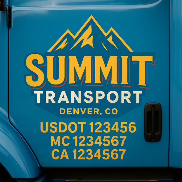 Custom Designed USDOT (DOT) Truck Door Lettering Decal Signs | Graphic Designed USDOT Lettering For Semi-Trucks, Work Trucks & Box Trucks | Add Your Trucking Name, USDOT, MC, CA, KYU, GVW & VIN (2-Pack)