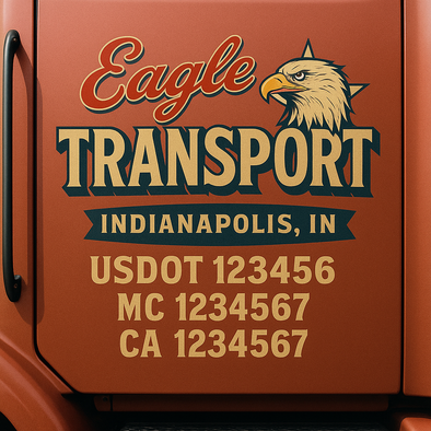 Custom Designed USDOT (DOT) Truck Door Lettering Decal Signs | Graphic Designed USDOT Lettering For Semi-Trucks, Work Trucks & Box Trucks | Add Your Trucking Name, USDOT, MC, CA, KYU, GVW & VIN (2-Pack)