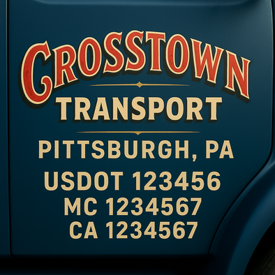 Custom Designed USDOT (DOT) Truck Door Lettering Decal Signs | Graphic Designed USDOT Lettering For Semi-Trucks, Work Trucks & Box Trucks | Add Your Trucking Name, USDOT, MC, CA, KYU, GVW & VIN (2-Pack)