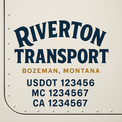 Custom Designed USDOT (DOT) Truck Door Lettering Decal Signs | Graphic Designed USDOT Lettering For Semi-Trucks, Work Trucks & Box Trucks | Add Your Trucking Name, USDOT, MC, CA, KYU, GVW & VIN (2-Pack)
