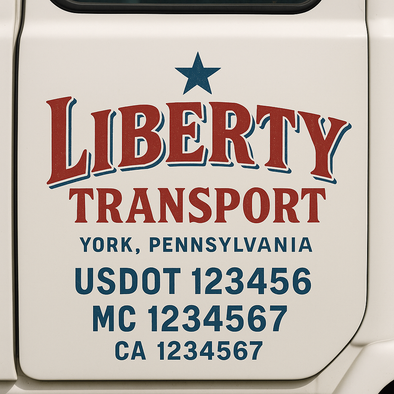 Custom Designed USDOT (DOT) Truck Door Lettering Decal Signs | Graphic Designed USDOT Lettering For Semi-Trucks, Work Trucks & Box Trucks | Add Your Trucking Name, USDOT, MC, CA, KYU, GVW & VIN (2-Pack)