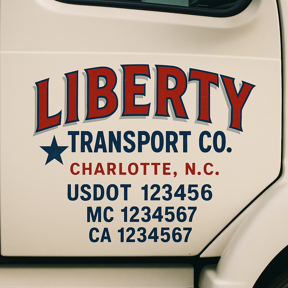 Custom Designed USDOT (DOT) Truck Door Lettering Decal Signs | Graphic Designed USDOT Lettering For Semi-Trucks, Work Trucks & Box Trucks | Add Your Trucking Name, USDOT, MC, CA, KYU, GVW & VIN (2-Pack)