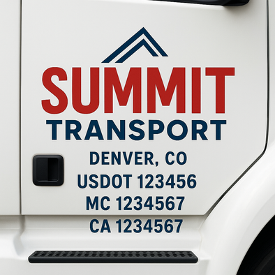 Custom Designed USDOT (DOT) Truck Door Lettering Decal Signs | Graphic Designed USDOT Lettering For Semi-Trucks, Work Trucks & Box Trucks | Add Your Trucking Name, USDOT, MC, CA, KYU, GVW & VIN (2-Pack)