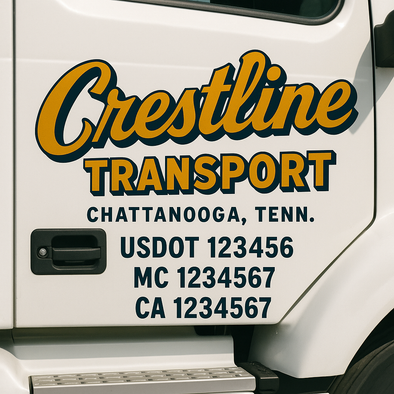 Custom Designed USDOT (DOT) Truck Door Lettering Decal Signs | Graphic Designed USDOT Lettering For Semi-Trucks, Work Trucks & Box Trucks | Add Your Trucking Name, USDOT, MC, CA, KYU, GVW & VIN (2-Pack)