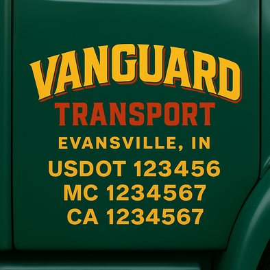 Custom Designed USDOT (DOT) Truck Door Lettering Decal Signs | Graphic Designed USDOT Lettering For Semi-Trucks, Work Trucks & Box Trucks | Add Your Trucking Name, USDOT, MC, CA, KYU, GVW & VIN (2-Pack)