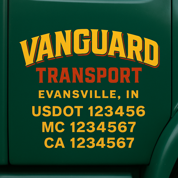 Custom Designed USDOT (DOT) Truck Door Lettering Decal Signs | Graphic Designed USDOT Lettering For Semi-Trucks, Work Trucks & Box Trucks | Add Your Trucking Name, USDOT, MC, CA, KYU, GVW & VIN (2-Pack)