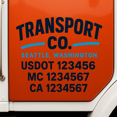 Custom Designed USDOT (DOT) Truck Door Lettering Decal Signs | Graphic Designed USDOT Lettering For Semi-Trucks, Work Trucks & Box Trucks | Add Your Trucking Name, USDOT, MC, CA, KYU, GVW & VIN (2-Pack)