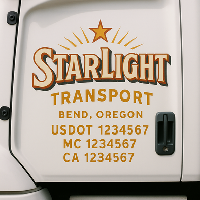 Custom Designed USDOT (DOT) Truck Door Lettering Decal Signs | Graphic Designed USDOT Lettering For Semi-Trucks, Work Trucks & Box Trucks | Add Your Trucking Name, USDOT, MC, CA, KYU, GVW & VIN (2-Pack)