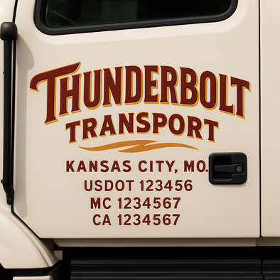 Custom Designed USDOT (DOT) Truck Door Lettering Decal Signs | Graphic Designed USDOT Lettering For Semi-Trucks, Work Trucks & Box Trucks | Add Your Trucking Name, USDOT, MC, CA, KYU, GVW & VIN (2-Pack)