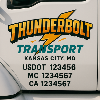 Custom Designed USDOT (DOT) Truck Door Lettering Decal Signs | Graphic Designed USDOT Lettering For Semi-Trucks, Work Trucks & Box Trucks | Add Your Trucking Name, USDOT, MC, CA, KYU, GVW & VIN (2-Pack)