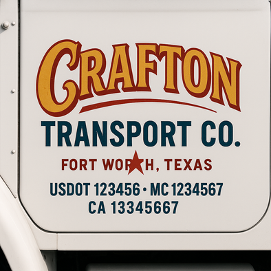 Custom Designed USDOT (DOT) Truck Door Lettering Decal Signs | Graphic Designed USDOT Lettering For Semi-Trucks, Work Trucks & Box Trucks | Add Your Trucking Name, USDOT, MC, CA, KYU, GVW & VIN (2-Pack)