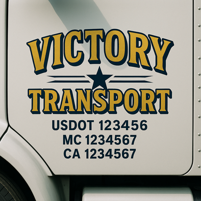 Custom Designed USDOT (DOT) Truck Door Lettering Decal Signs | Graphic Designed USDOT Lettering For Semi-Trucks, Work Trucks & Box Trucks | Add Your Trucking Name, USDOT, MC, CA, KYU, GVW & VIN (2-Pack)