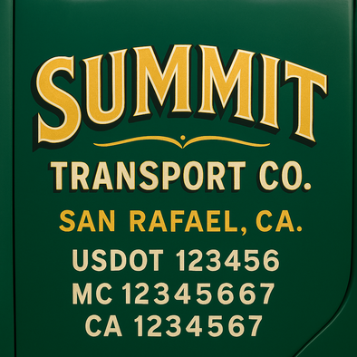 Custom Designed USDOT (DOT) Truck Door Lettering Decal Signs | Graphic Designed USDOT Lettering For Semi-Trucks, Work Trucks & Box Trucks | Add Your Trucking Name, USDOT, MC, CA, KYU, GVW & VIN (2-Pack)