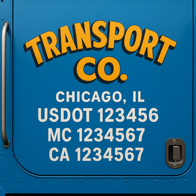 Custom Designed USDOT (DOT) Truck Door Lettering Decal Signs | Graphic Designed USDOT Lettering For Semi-Trucks, Work Trucks & Box Trucks | Add Your Trucking Name, USDOT, MC, CA, KYU, GVW & VIN (2-Pack)