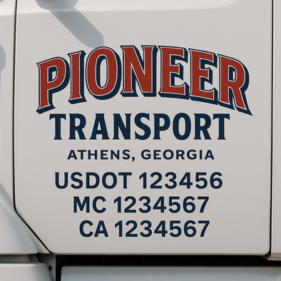 Custom Designed USDOT (DOT) Truck Door Lettering Decal Signs | Graphic Designed USDOT Lettering For Semi-Trucks, Work Trucks & Box Trucks | Add Your Trucking Name, USDOT, MC, CA, KYU, GVW & VIN (2-Pack)