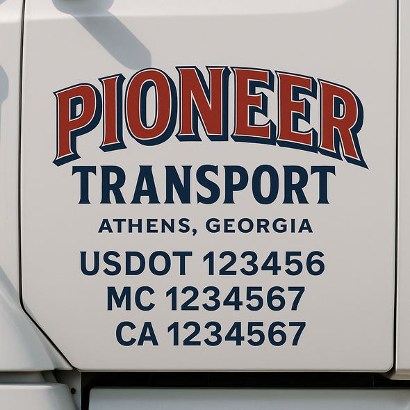 Custom Designed USDOT (DOT) Truck Door Lettering Decal Signs | Graphic Designed USDOT Lettering For Semi-Trucks, Work Trucks & Box Trucks | Add Your Trucking Name, USDOT, MC, CA, KYU, GVW & VIN (2-Pack)