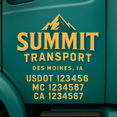 Custom Designed USDOT (DOT) Truck Door Lettering Decal Signs | Graphic Designed USDOT Lettering For Semi-Trucks, Work Trucks & Box Trucks | Add Your Trucking Name, USDOT, MC, CA, KYU, GVW & VIN (2-Pack)