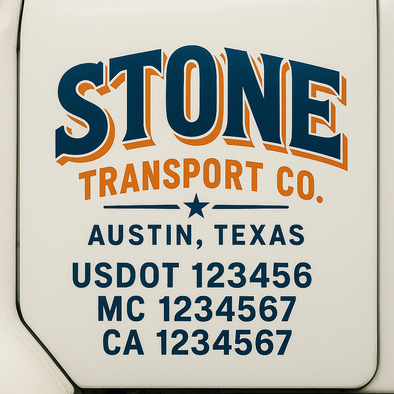 Custom Designed USDOT (DOT) Truck Door Lettering Decal Signs | Graphic Designed USDOT Lettering For Semi-Trucks, Work Trucks & Box Trucks | Add Your Trucking Name, USDOT, MC, CA, KYU, GVW & VIN (2-Pack)