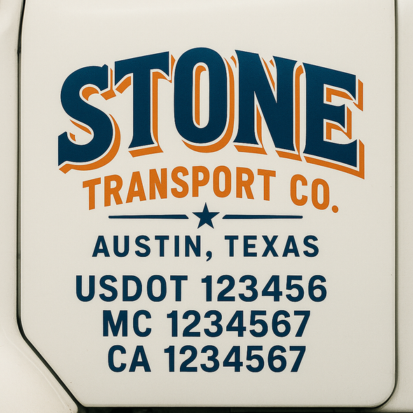 Custom Designed USDOT (DOT) Truck Door Lettering Decal Signs | Graphic Designed USDOT Lettering For Semi-Trucks, Work Trucks & Box Trucks | Add Your Trucking Name, USDOT, MC, CA, KYU, GVW & VIN (2-Pack)