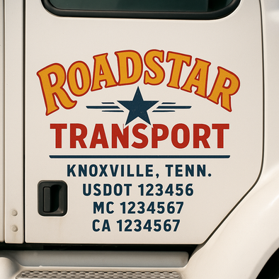 Custom Designed USDOT (DOT) Truck Door Lettering Decal Signs | Graphic Designed USDOT Lettering For Semi-Trucks, Work Trucks & Box Trucks | Add Your Trucking Name, USDOT, MC, CA, KYU, GVW & VIN (2-Pack)