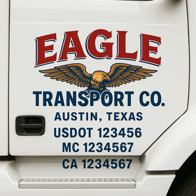 Custom Designed USDOT (DOT) Truck Door Lettering Decal Signs | Graphic Designed USDOT Lettering For Semi-Trucks, Work Trucks & Box Trucks | Add Your Trucking Name, USDOT, MC, CA, KYU, GVW & VIN (2-Pack)
