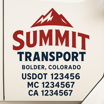Custom Designed USDOT (DOT) Truck Door Lettering Decal Signs | Graphic Designed USDOT Lettering For Semi-Trucks, Work Trucks & Box Trucks | Add Your Trucking Name, USDOT, MC, CA, KYU, GVW & VIN (2-Pack)