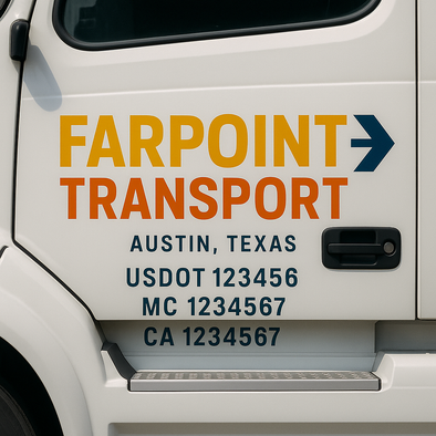 Custom Designed USDOT (DOT) Truck Door Lettering Decal Signs | Graphic Designed USDOT Lettering For Semi-Trucks, Work Trucks & Box Trucks | Add Your Trucking Name, USDOT, MC, CA, KYU, GVW & VIN (2-Pack)