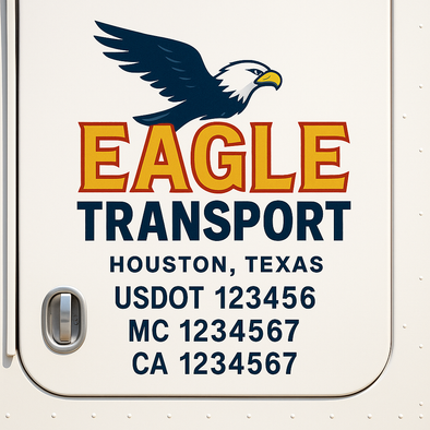 Custom Designed USDOT (DOT) Truck Door Lettering Decal Signs | Graphic Designed USDOT Lettering For Semi-Trucks, Work Trucks & Box Trucks | Add Your Trucking Name, USDOT, MC, CA, KYU, GVW & VIN (2-Pack)
