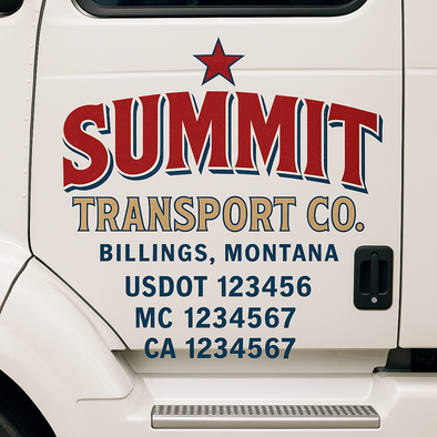 Custom Designed USDOT (DOT) Truck Door Lettering Decal Signs | Graphic Designed USDOT Lettering For Semi-Trucks, Work Trucks & Box Trucks | Add Your Trucking Name, USDOT, MC, CA, KYU, GVW & VIN (2-Pack)