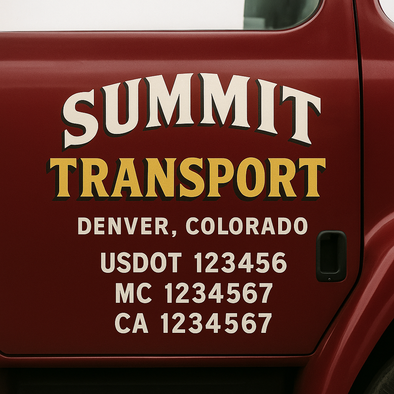 Custom Designed USDOT (DOT) Truck Door Lettering Decal Signs | Graphic Designed USDOT Lettering For Semi-Trucks, Work Trucks & Box Trucks | Add Your Trucking Name, USDOT, MC, CA, KYU, GVW & VIN (2-Pack)