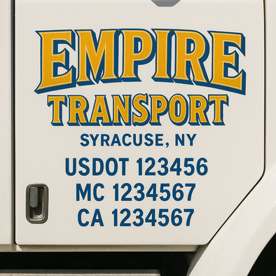 Custom Designed USDOT (DOT) Truck Door Lettering Decal Signs | Graphic Designed USDOT Lettering For Semi-Trucks, Work Trucks & Box Trucks | Add Your Trucking Name, USDOT, MC, CA, KYU, GVW & VIN (2-Pack)