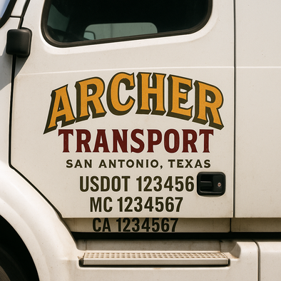Custom Designed USDOT (DOT) Truck Door Lettering Decal Signs | Graphic Designed USDOT Lettering For Semi-Trucks, Work Trucks & Box Trucks | Add Your Trucking Name, USDOT, MC, CA, KYU, GVW & VIN (2-Pack)