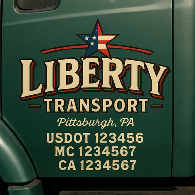 Custom Designed USDOT (DOT) Truck Door Lettering Decal Signs | Graphic Designed USDOT Lettering For Semi-Trucks, Work Trucks & Box Trucks | Add Your Trucking Name, USDOT, MC, CA, KYU, GVW & VIN (2-Pack)