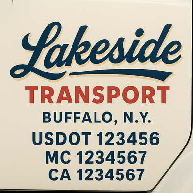 Custom Designed USDOT (DOT) Truck Door Lettering Decal Signs | Graphic Designed USDOT Lettering For Semi-Trucks, Work Trucks & Box Trucks | Add Your Trucking Name, USDOT, MC, CA, KYU, GVW & VIN (2-Pack)