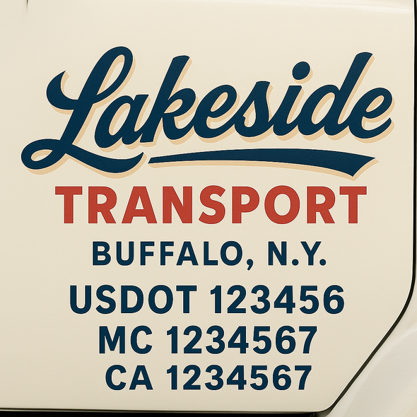 Custom Designed USDOT (DOT) Truck Door Lettering Decal Signs | Graphic Designed USDOT Lettering For Semi-Trucks, Work Trucks & Box Trucks | Add Your Trucking Name, USDOT, MC, CA, KYU, GVW & VIN (2-Pack)