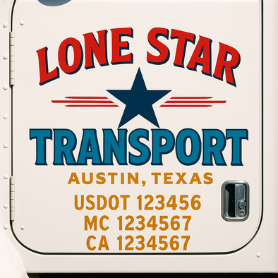 Custom Designed USDOT (DOT) Truck Door Lettering Decal Signs | Graphic Designed USDOT Lettering For Semi-Trucks, Work Trucks & Box Trucks | Add Your Trucking Name, USDOT, MC, CA, KYU, GVW & VIN (2-Pack)