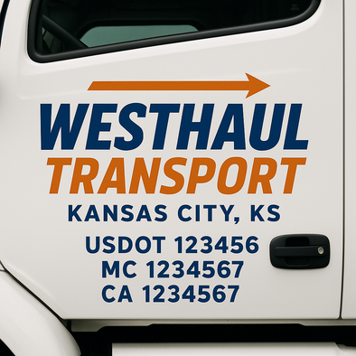 Custom Designed USDOT (DOT) Truck Door Lettering Decal Signs | Graphic Designed USDOT Lettering For Semi-Trucks, Work Trucks & Box Trucks | Add Your Trucking Name, USDOT, MC, CA, KYU, GVW & VIN (2-Pack)