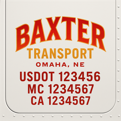 Custom Designed USDOT (DOT) Truck Door Lettering Decal Signs | Graphic Designed USDOT Lettering For Semi-Trucks, Work Trucks & Box Trucks | Add Your Trucking Name, USDOT, MC, CA, KYU, GVW & VIN (2-Pack)