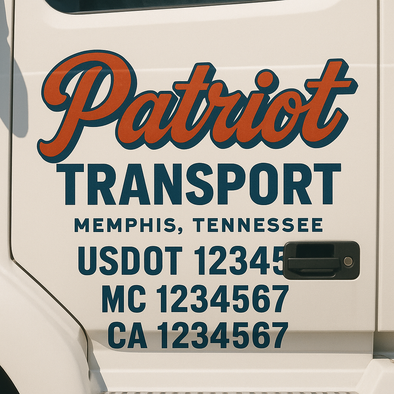 Custom Designed USDOT (DOT) Truck Door Lettering Decal Signs | Graphic Designed USDOT Lettering For Semi-Trucks, Work Trucks & Box Trucks | Add Your Trucking Name, USDOT, MC, CA, KYU, GVW & VIN (2-Pack)