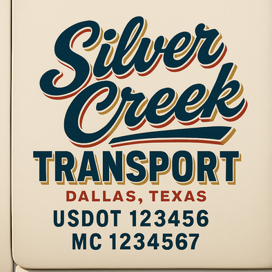 Custom Designed USDOT (DOT) Truck Door Lettering Decal Signs | Graphic Designed USDOT Lettering For Semi-Trucks, Work Trucks & Box Trucks | Add Your Trucking Name, USDOT, MC, CA, KYU, GVW & VIN (2-Pack)