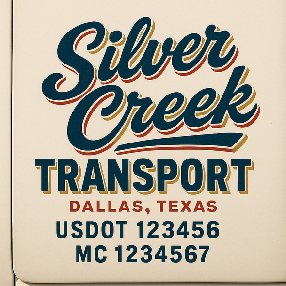 Custom Designed USDOT (DOT) Truck Door Lettering Decal Signs | Graphic Designed USDOT Lettering For Semi-Trucks, Work Trucks & Box Trucks | Add Your Trucking Name, USDOT, MC, CA, KYU, GVW & VIN (2-Pack)
