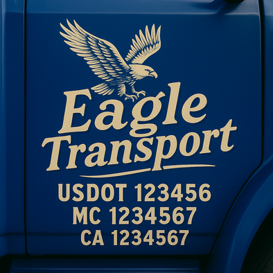 Custom Designed USDOT (DOT) Truck Door Lettering Decal Signs | Graphic Designed USDOT Lettering For Semi-Trucks, Work Trucks & Box Trucks | Add Your Trucking Name, USDOT, MC, CA, KYU, GVW & VIN (2-Pack)