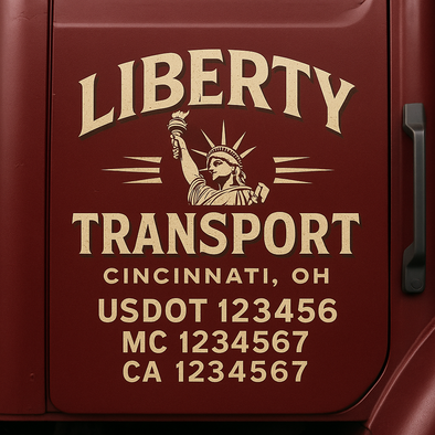 Custom Designed USDOT (DOT) Truck Door Lettering Decal Signs | Graphic Designed USDOT Lettering For Semi-Trucks, Work Trucks & Box Trucks | Add Your Trucking Name, USDOT, MC, CA, KYU, GVW & VIN (2-Pack)